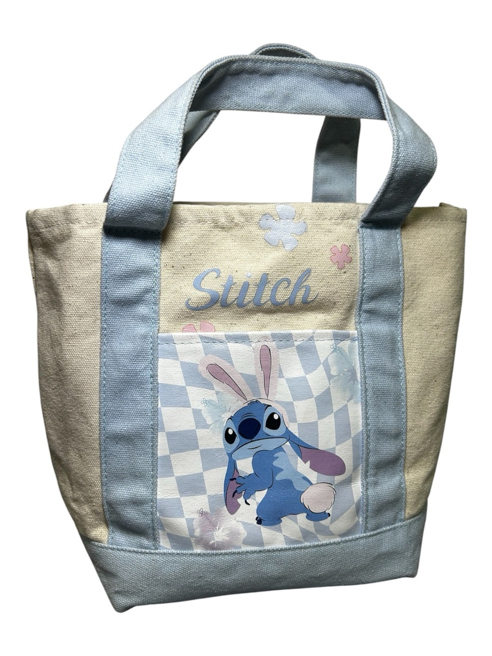 Miniso Disney Lilo & Stitch Beige Light Blue small tote Handbag